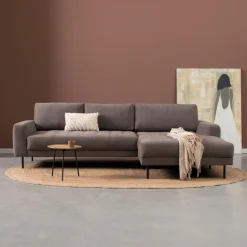 Loungebank Oreo 275cm, Linnen look, kleur Bruin