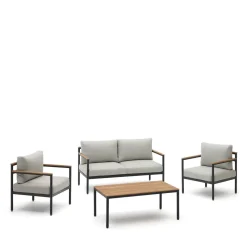 Loungeset Aiguafreda 2-zits bank, 2 fauteuils en salontafel
