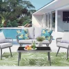 Loungeset Camile 2 stoelen + bank + tafel, Polyrotan