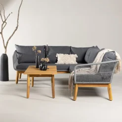 Loungeset Chandni Acaciahout, Met hoekbank en tafel