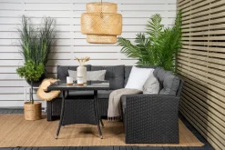 Loungeset Katlyn Wicker, Met hoekbank en tafel