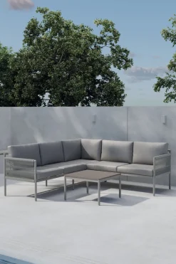Loungeset Marena Met hoekbank en tafel, kleur Beige