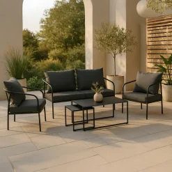 Loungeset Rebeccah Met bank, 2 loungestoelen en 2 tafels