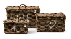 Mand Rustic Rattan Classic set van 3 stuks
