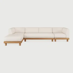 Modulaire Loungebank Monocle 4-zits, Hoek Links, Teakhout