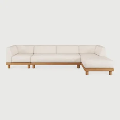 Modulaire Loungebank Monocle 4-zits, Hoek Rechts, Teakhout