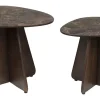 Organische Bijzettafel Rissa Marmer en mangohout, Set van 2 stuks