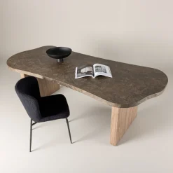Organische Eettafel Jenevieve Marmerlook, 230 x 100cm