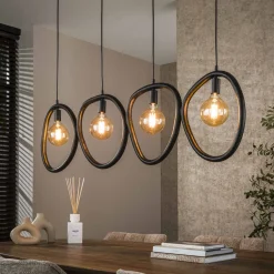 Organische Hanglamp Joelle 4-lamps, Artic Black finish