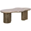 Organische Salontafel Abandos Marmer en Brass Antique, 131 x 74cm