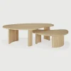 Organische Salontafel Boomerang Eikenhout, set van 2 stuks, kleur Naturel