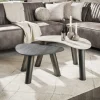 Organische Salontafel Dallen Keramiek met travertinlook, Set van 2 stuks