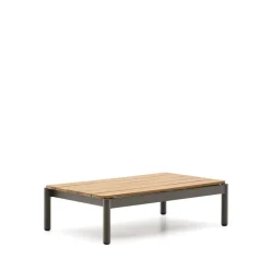 Outdoor Salontafel Sorells Teakhout en groen aluminium, 91 x 57cm