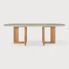 Ovale Tuintafel Trestle Beton en teakhout, 240 x 110cm