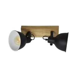 Plafondspot Woody Double, kleur Vintage Black