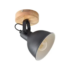 Plafondspot Woody Single, kleur Vintage Black