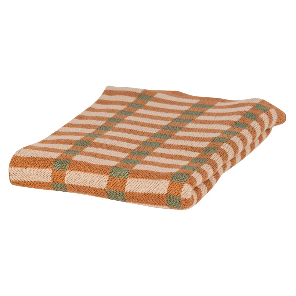 Plaid Vola 130 x 170cm, kleur Groen/Oranje