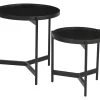 Ronde Bijzettafel Davona Mangohout, Set van 2 stuks