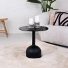Ronde Bijzettafel Indira Glas en staal, 55cm