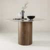 Ronde Eettafel Audrin Glas met marmerlook, 120cm