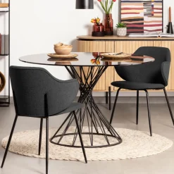 Ronde Eettafel Niut 120cm Glas, kleur zwart
