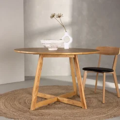 Ronde Inklapbare Eettafel Alece Rubberhout, 120cm