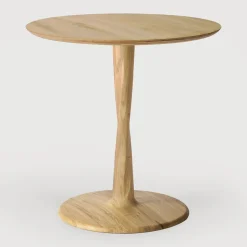Ronde Lage Bistrotafel Torsion Gevernist Eikenhout, kleur Naturel