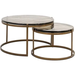 Ronde Salontafel Cleo Gegoten glas en ijzer, Set van 2 stuks