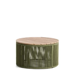 Ronde Salontafel Dandara Acaciahout en touw, 60cm, kleur Donkergroen