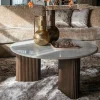 Ronde Salontafel Mayfield Mangohout en marmer, 90cm