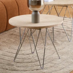 Ronde Salontafel Nadia Travertin, kleur Zand