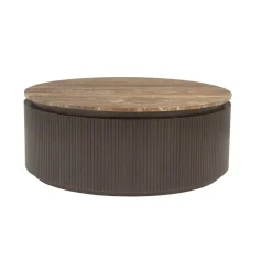 Ronde Salontafel Russo Travertin en brass, 90cm