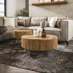 Ronde Salontafel Sharmila Mangohout, Set van 2 stuks