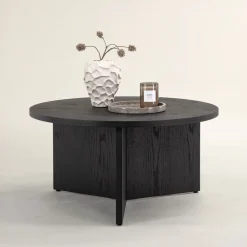 Ronde Salontafel Tammera MDF, kleur Zwart