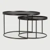 Ronde Salontafel Tray Gelakt Hout, Set van 2 stuks