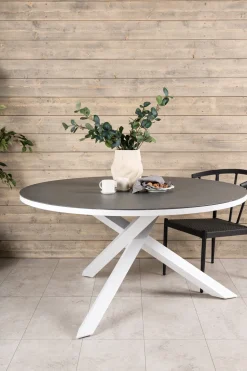 Ronde Tuintafel Lasheka 140cm, kleur Wit/Grijs