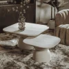 Salontafel Barza Mangohout, Set van 2 stuks, kleur Off White