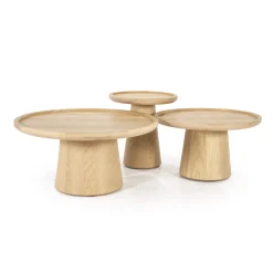 Salontafel Leia Eikenhout, Set van 3 stuks