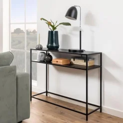 Sidetable Lua metaal 100cm, kleur Zwart