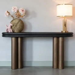 Sidetable Macaron Eikenhout en metaal, 160cm