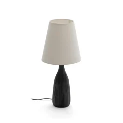 Tafellamp Luvia Mangohout en stof, 56cm hoog