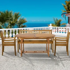 Tuinset Larissa 2 stoelen + 1 bank + 1 uitschuifbare tafel, Acaciahout