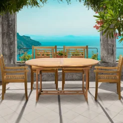 Tuinset Larissa 4 stoelen + 1 uitschuifbare tafel, Acaciahout