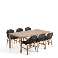 Tuinset Met Sori tuintafel en 6 Alipa stoelen, 200 x 100cm, kleur Donkergrijs