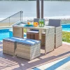 Tuinset Shareema Tafel + 2 stoelen + 2 krukken, Polyrotan