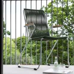 Tuinstoel Catheryne Zinken frame, Polyester touw en acaciahout