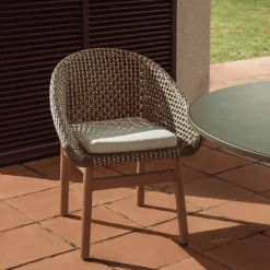 Tuinstoel Olbia Rattan en teakhout, kleur Groen