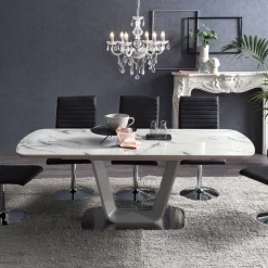 Uitschuifbare Eettafel Eloy Faux Marmer, 160 - 200 x 90cm