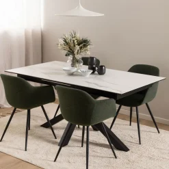 Uitschuifbare Eettafel Line Keramiek, kleur Wit