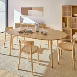 Uitschuifbare Ronde Eettafel Oqui 120 - 200 x 120cm, kleur Eiken Naturel